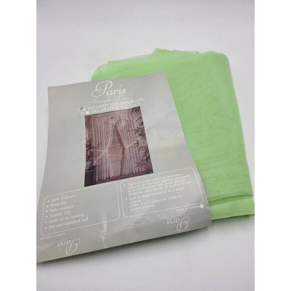 Paris Tailored Curtain Panel Apple Green 56" x 72" Sheer New - Picture 6 of 9